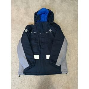 Vintage Image Authority Full Zip Quilted Lined Jacket AT&T Mens XL Navy Blue